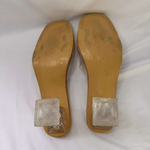 Sandal Clear Heels for Women Clear Strappy Square Open Toe Size 7.5 - Picture 8 of 8